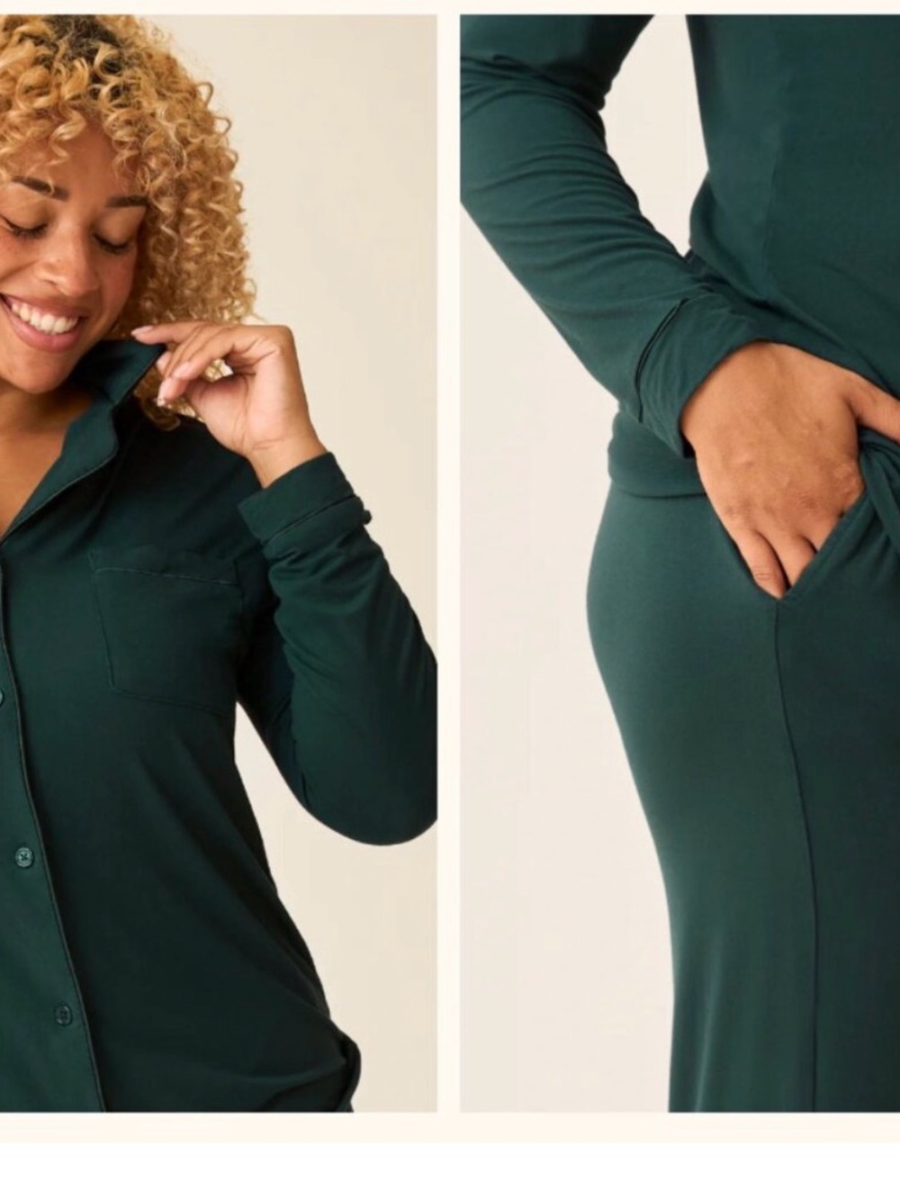 Kindred Bravely Pajama Set, Large - Deep Green + MEDIUM Robe